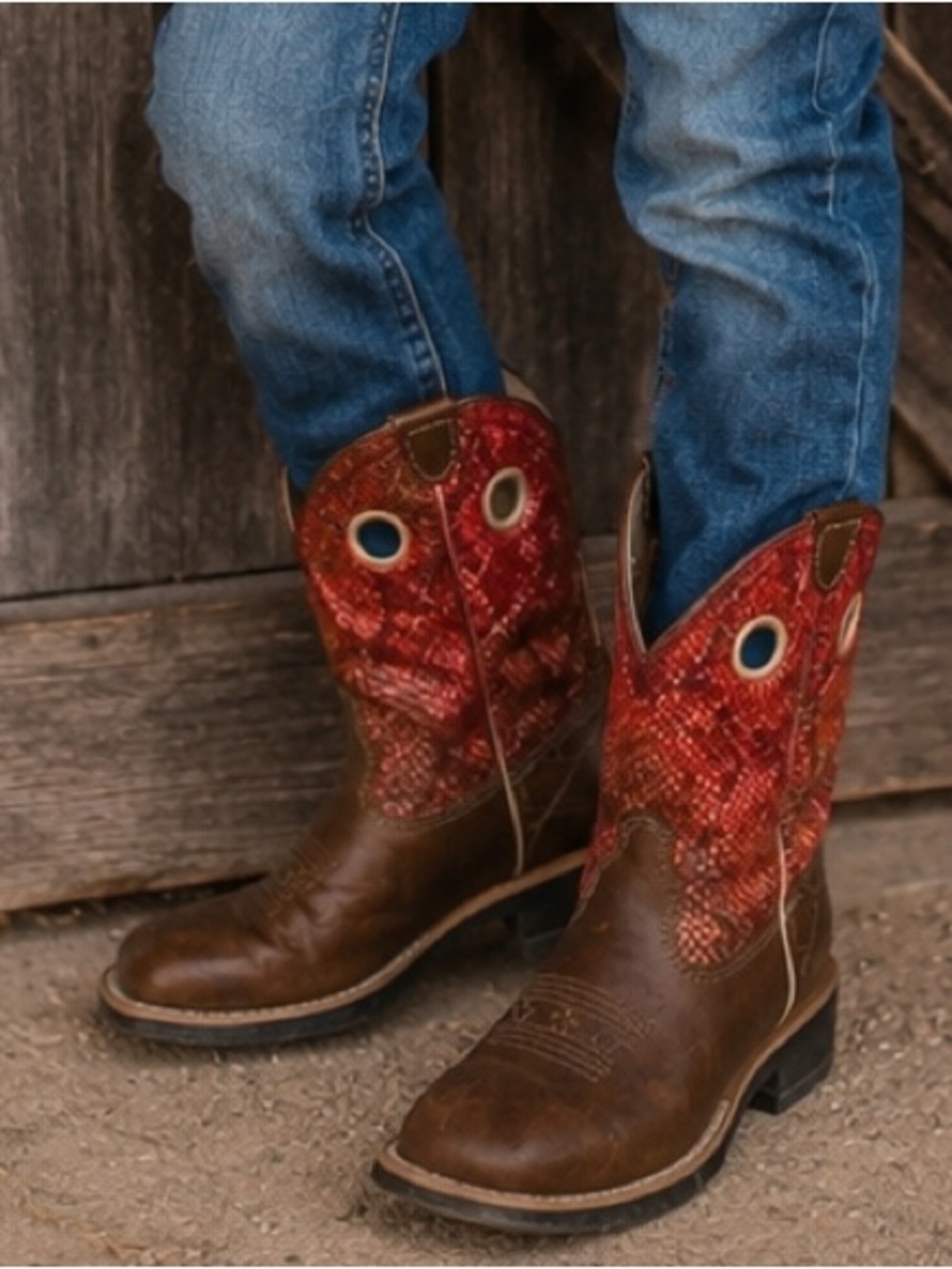 ARIAT DOUBLE KICKER WESTERN BOOTS SZ 8.5 B KIDS